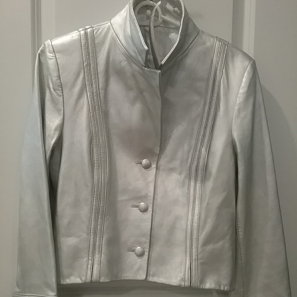 Genuine Leather Silver jacket #5sil